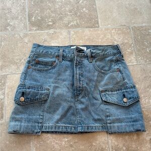 Denim Forum Blue Mini Skirt with Buttoned Pockets